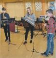 Die "Klangchaoten" Anton Sch&ouml;bel (7d), Timo Schweriner (7d), und Henriette Ulrich (8b) mit Saxophon und Klarinette.